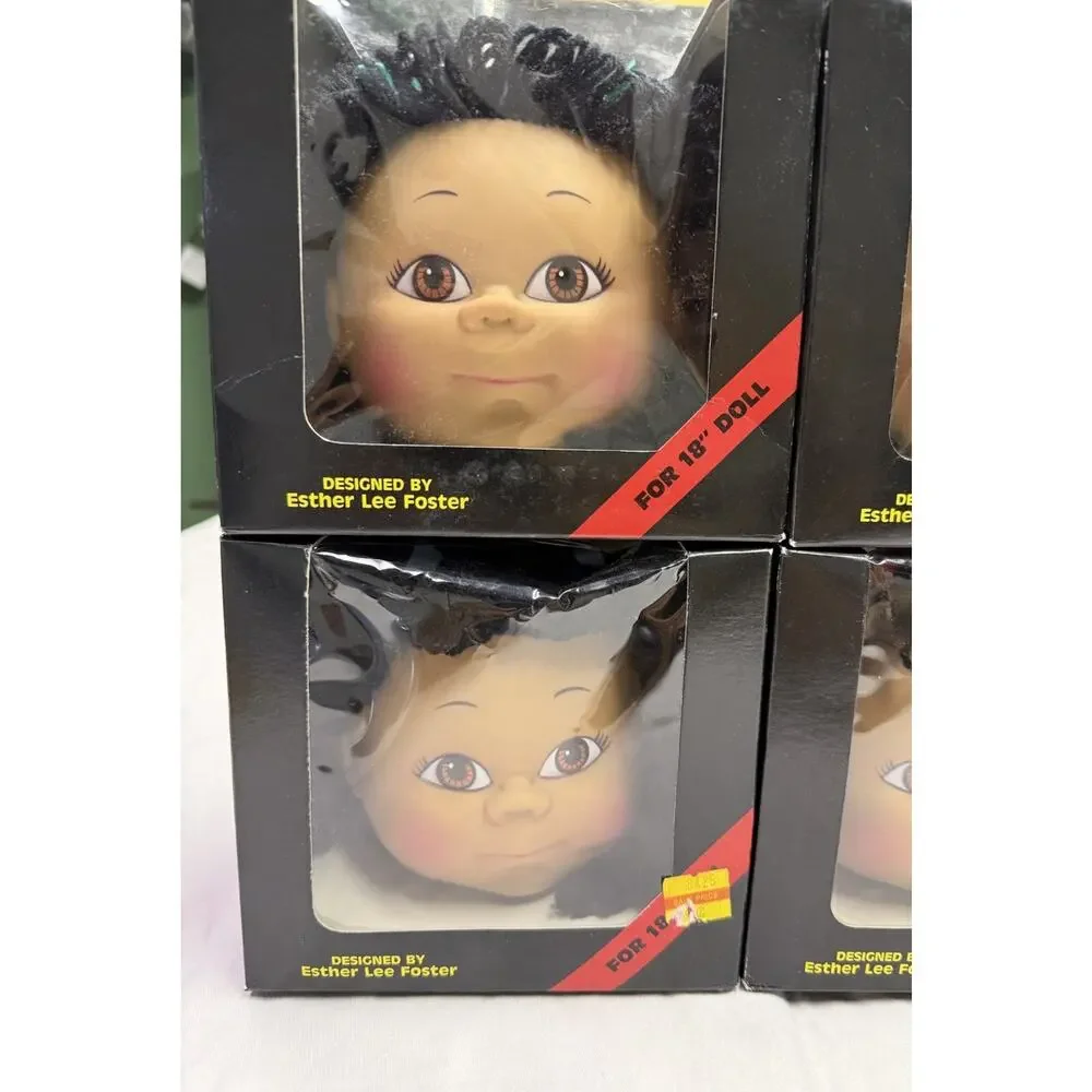 VTG 1985 Foster Children 18” Doll Head Esther Lee Foster Black Hair Brown Eyes